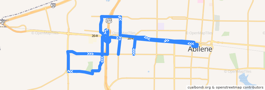 Mapa del recorrido #9 Westgate de la línea  en Abilene.