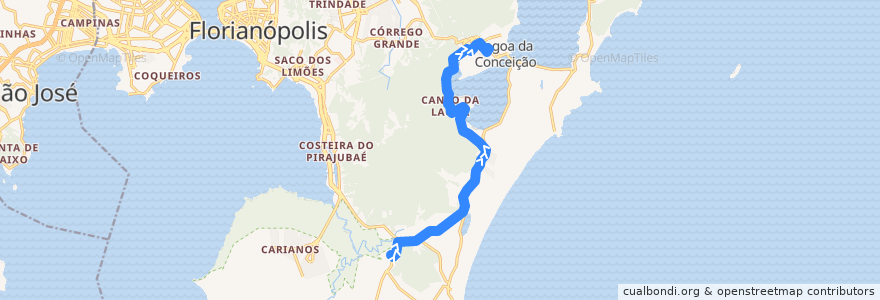 Mapa del recorrido Ônibus 841: Lagoa/Rio Tavares, TIRIO => TILAG de la línea  en فلوريانوبوليس.