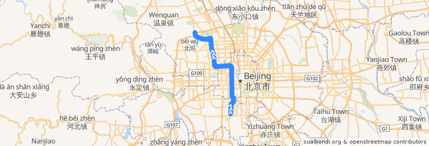 Mapa del recorrido Subway 4: 公益西桥 => 安河桥北 de la línea  en 北京市.