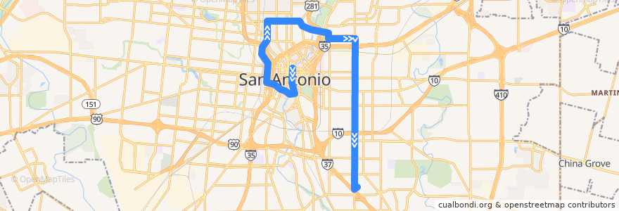 Mapa del recorrido New Braunfels Frequent de la línea  en Сан-Антонио.