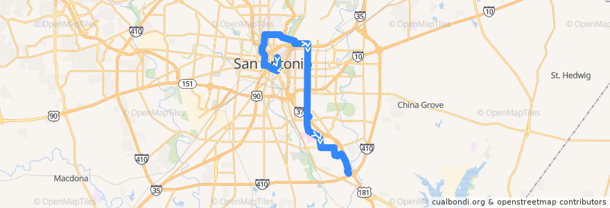 Mapa del recorrido New Braunfels Frequent de la línea  en San Antonio.