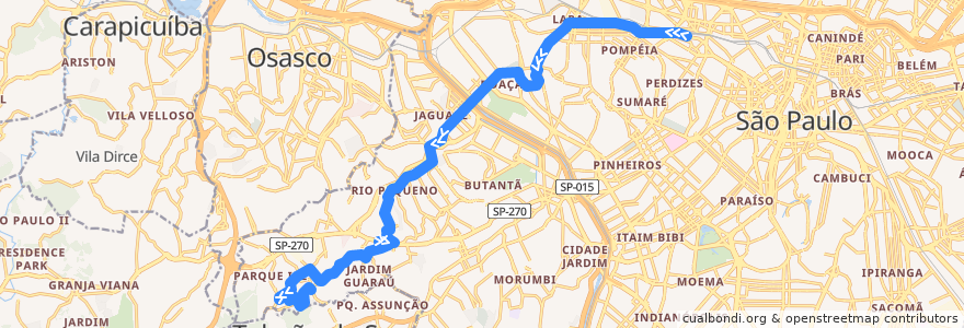 Mapa del recorrido 748R-10 Terminal Barra Funda - Jardim João XXIII de la línea  en San Paolo.