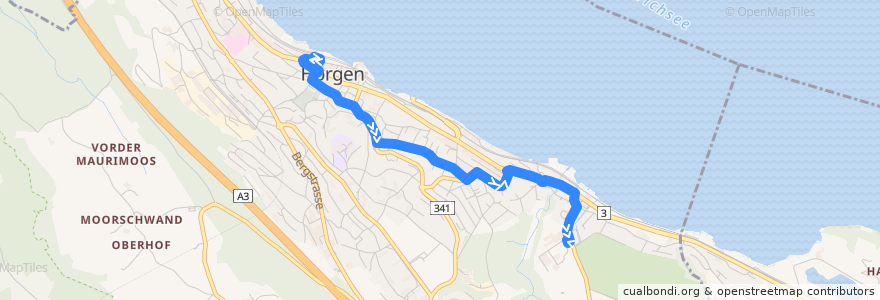 Mapa del recorrido Bus 134: Horgen, Bahnhof => Horgen, Risi/Dow de la línea  en Horgen.