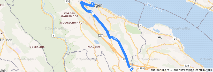 Mapa del recorrido Bus 131: Horgen, Bahnhof => Horgen, Aamüli [Hauptweg] de la línea  en Horgen.