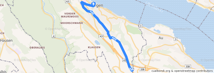 Mapa del recorrido Bus 131: Horgen, Aamüli => Horgen, Bahnhof de la línea  en Horgen.