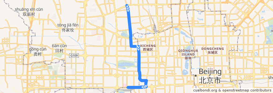 Mapa del recorrido Bus 695: 时代庄园北站 => 北京西站 de la línea  en Peking.