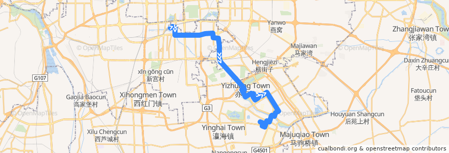 Mapa del recorrido Bus 665: 北京南站南广场 => 泰河园小区 de la línea  en پکن.