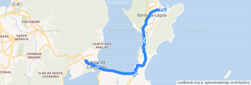 Mapa del recorrido Ônibus 360: Barra da Lagoa, Bairro => TILAG de la línea  en 플로리아노폴리스.