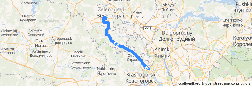 Mapa del recorrido Автобус № 707м "м. Сходненская - м. Митино - Крюково" de la línea  en Distretto Federale Centrale.