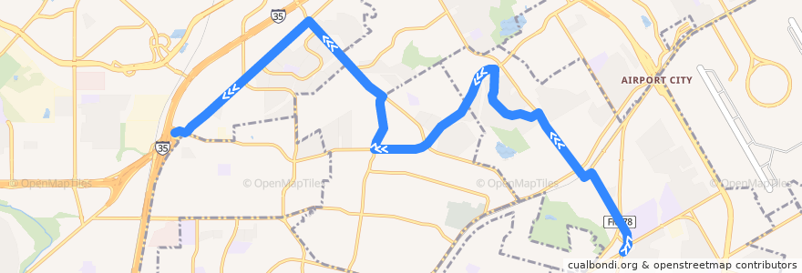 Mapa del recorrido Kirby/Converse de la línea  en Bexar County.