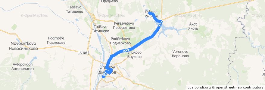 Mapa del recorrido Автобус №40: Дмитров - Рыбное de la línea  en Дмитровский городской округ.