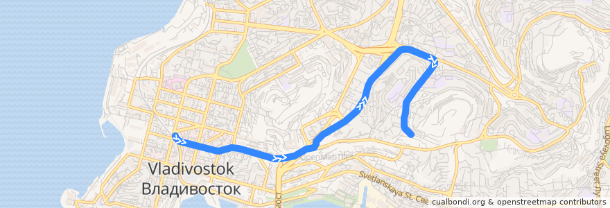 Mapa del recorrido Автобус 38: Семеновская - Толстого de la línea  en Stadtkreis Wladiwostok.