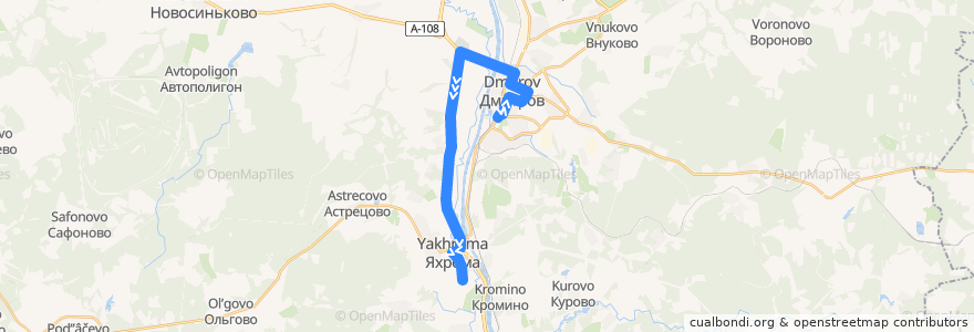 Mapa del recorrido Автобус №39: Дмитров - Починки - Яхрома de la línea  en Дмитровский городской округ.