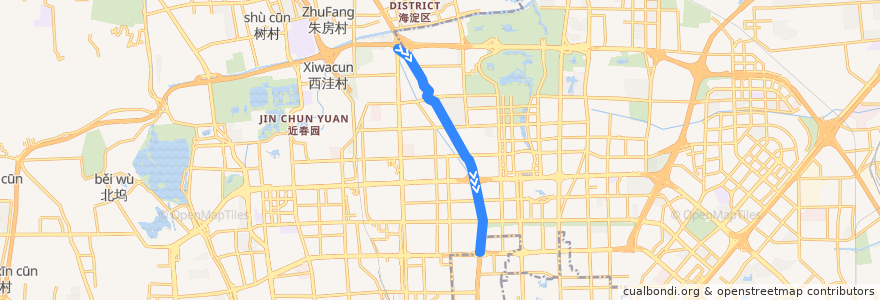 Mapa del recorrido Bus 305: 宝盛里小区 => 德胜门 de la línea  en 朝阳区.