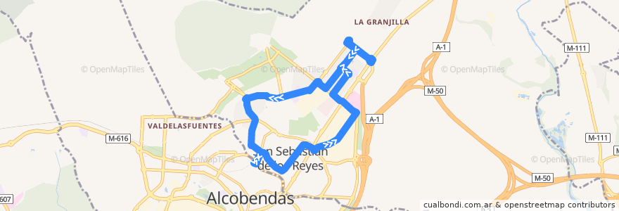 Mapa del recorrido L7 Estación FF.CC. - Polígonos - Estación FF.CC. de la línea  en San Sebastián de los Reyes.