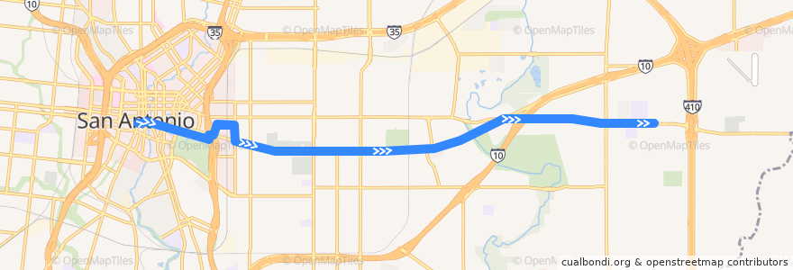 Mapa del recorrido East Commerce Frequent de la línea  en San Antonio.