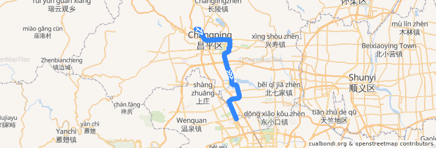 Mapa del recorrido Subway CP: 昌平西山口 => 西二旗 de la línea  en 베이징시.