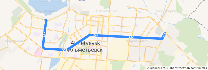 Mapa del recorrido Троллейбус №4: РТС - Радиоприбор de la línea  en городское поселение Альметьевск.