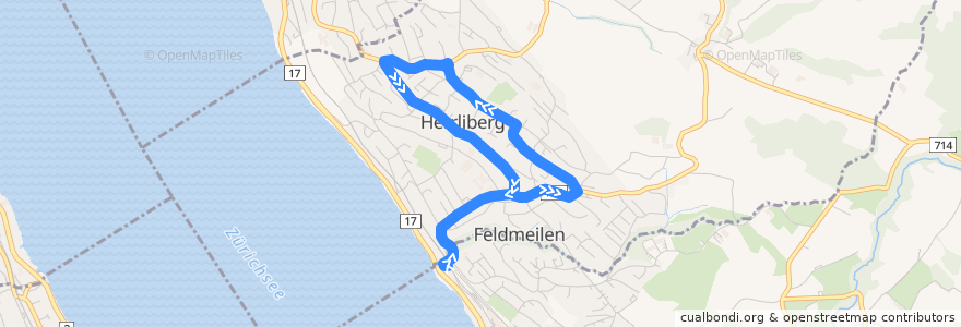 Mapa del recorrido Bus 973: Rundkurs Herrliberg (via Sportplatz) de la línea  en Herrliberg.