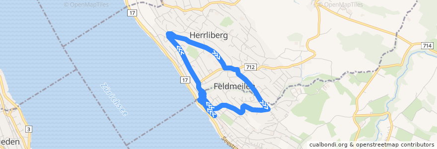 Mapa del recorrido Bus 972: Rundkurs Herrliberg (via Vogtei – Eichholz) de la línea  en Bezirk Meilen.