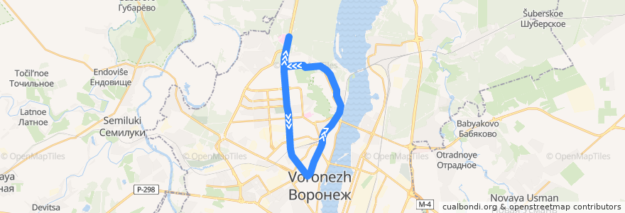 Mapa del recorrido Автобус №9КС: Кинотеатр Спартак - Кинотеатр Спартак de la línea  en городской округ Воронеж.