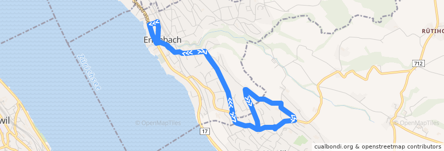 Mapa del recorrido Bus 962: Rundkurs Erlenbach ZH (via Pflugstein) de la línea  en Bezirk Meilen.