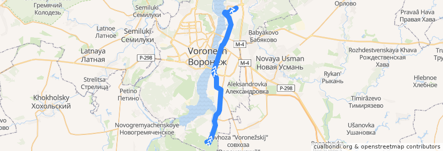 Mapa del recorrido Автобус №122: Будённый - Центр реабилитации de la línea  en городской округ Воронеж.