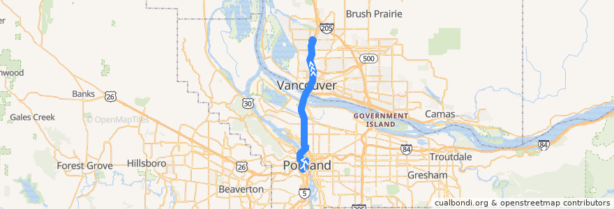 Mapa del recorrido Bus 199: Portland => 99th Street Transit Center (evening) de la línea  en United States.