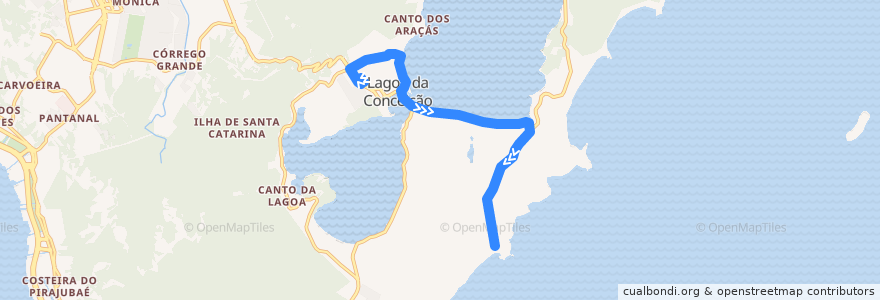 Mapa del recorrido Ônibus 363: Joaquina, TILAG => Bairro de la línea  en Florianópolis.