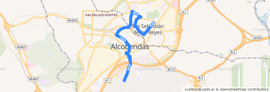 Mapa del recorrido L5 San Sebastián de los Reyes - Alcobendas - Soto de la Moraleja de la línea  en Comunidad de Madrid.