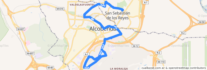 Mapa del recorrido L5 Soto de la Moraleja - Alcobendas - San Sebastián de los Reyes de la línea  en Alcobendas.