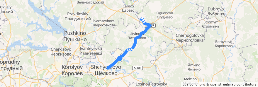 Mapa del recorrido Автобус 29: Дом отдыха «Щёлково» — Щёлково (Новый мост) de la línea  en городской округ Щёлково.