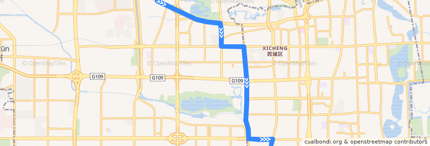 Mapa del recorrido Trolleybus 114: 南坞 => 白云路 de la línea  en 北京市.