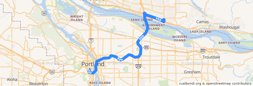 Mapa del recorrido Bus 164: Portland => Fisher's Landing Transit Center (morning) de la línea  en ایالات متحده آمریکا.