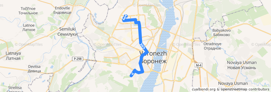 Mapa del recorrido Автобус №5А: Бульвар Победы - Пожарное училище de la línea  en городской округ Воронеж.