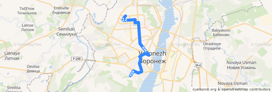 Mapa del recorrido Автобус №5А: Пожарное училище - Бульвар Победы de la línea  en городской округ Воронеж.