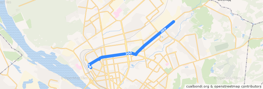 Mapa del recorrido Троллейбус 23: Вокзал - Сад имени Дзержинского de la línea  en Новосибирск.