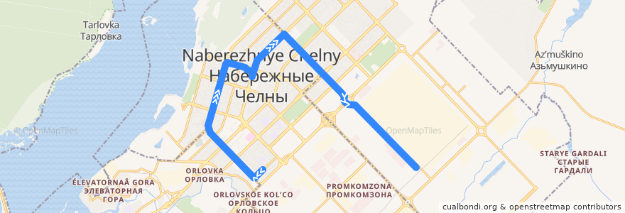 Mapa del recorrido Автобус №207: Центр слуха - ЗМА de la línea  en городской округ Набережные Челны.