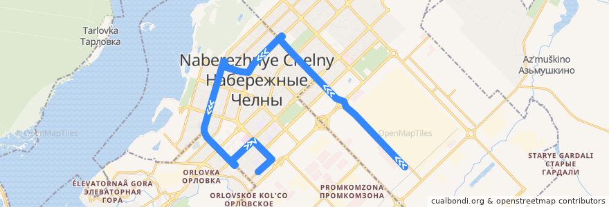 Mapa del recorrido Автобус №207: ЗМА - Центр слуха de la línea  en городской округ Набережные Челны.