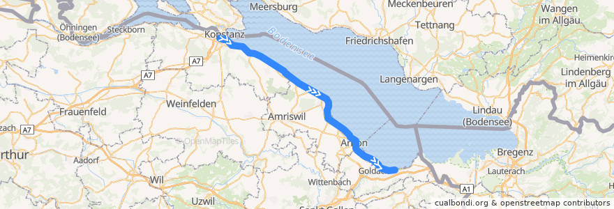 Mapa del recorrido Kreuzlingen - Rorschach de la línea  en Thurgau.