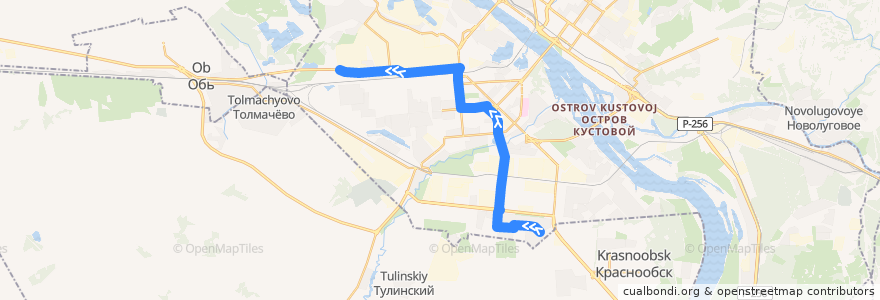 Mapa del recorrido Троллейбус 4: Затулинский жилмассив - Завод Медаппаратов de la línea  en городской округ Новосибирск.
