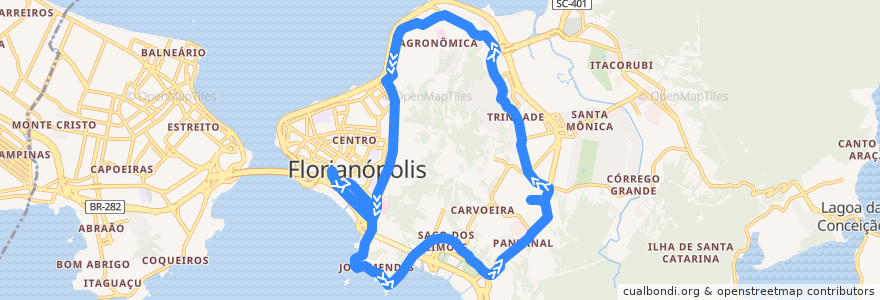 Mapa del recorrido Ônibus 138: Volta ao Morro Pantanal Sul de la línea  en Florianópolis.