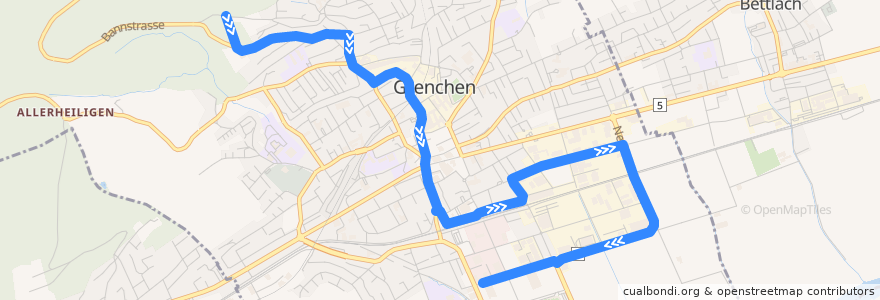 Mapa del recorrido Bus 22: Holzerhütte => BBZ de la línea  en Grenchen.