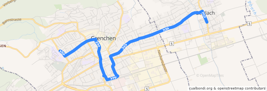 Mapa del recorrido Bus 24: Grenchen, Weinbergstrasse => Bettlach, Post de la línea  en Bezirk Lebern.