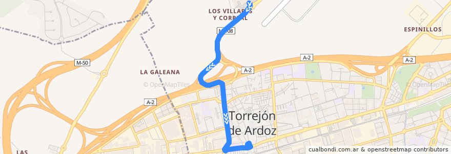 Mapa del recorrido Bus L4: Parque Corredor → Torrejón de Ardoz de la línea  en Torrejón de Ardoz.