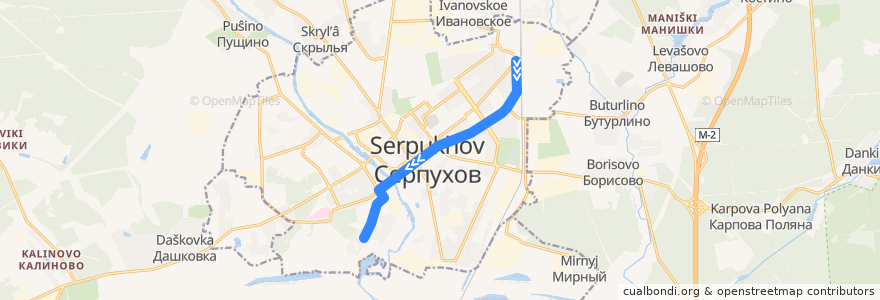 Mapa del recorrido Автобус №4: Вокзал (Серпухов) - Октябрьская улица de la línea  en городской округ Серпухов.