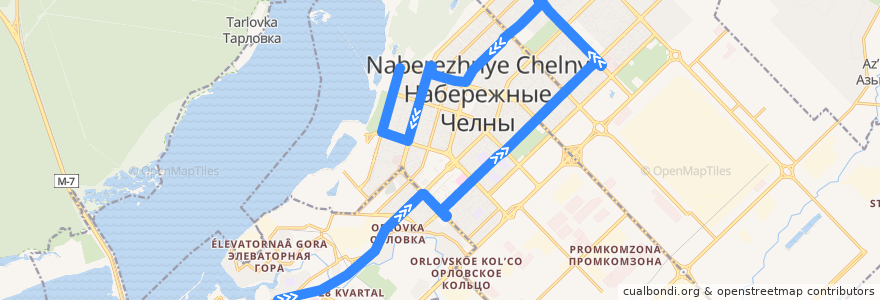 Mapa del recorrido Автобус №109: ЗЯБ - улица Раскольникова de la línea  en городской округ Набережные Челны.