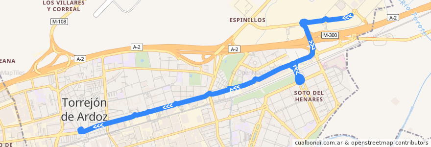 Mapa del recorrido Bus L6: Pol. Ind. Casablanca → Plaza de España de la línea  en Torrejón de Ardoz.