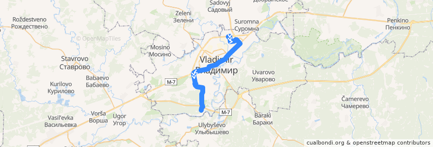 Mapa del recorrido Автобус №12: улица Куйбышева -> микрорайон Мостострой de la línea  en городской округ Владимир.