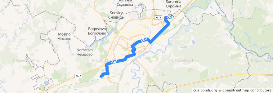 Mapa del recorrido Автобус №27: улица Растопчина -> Совхоз "Вышка" de la línea  en городской округ Владимир.